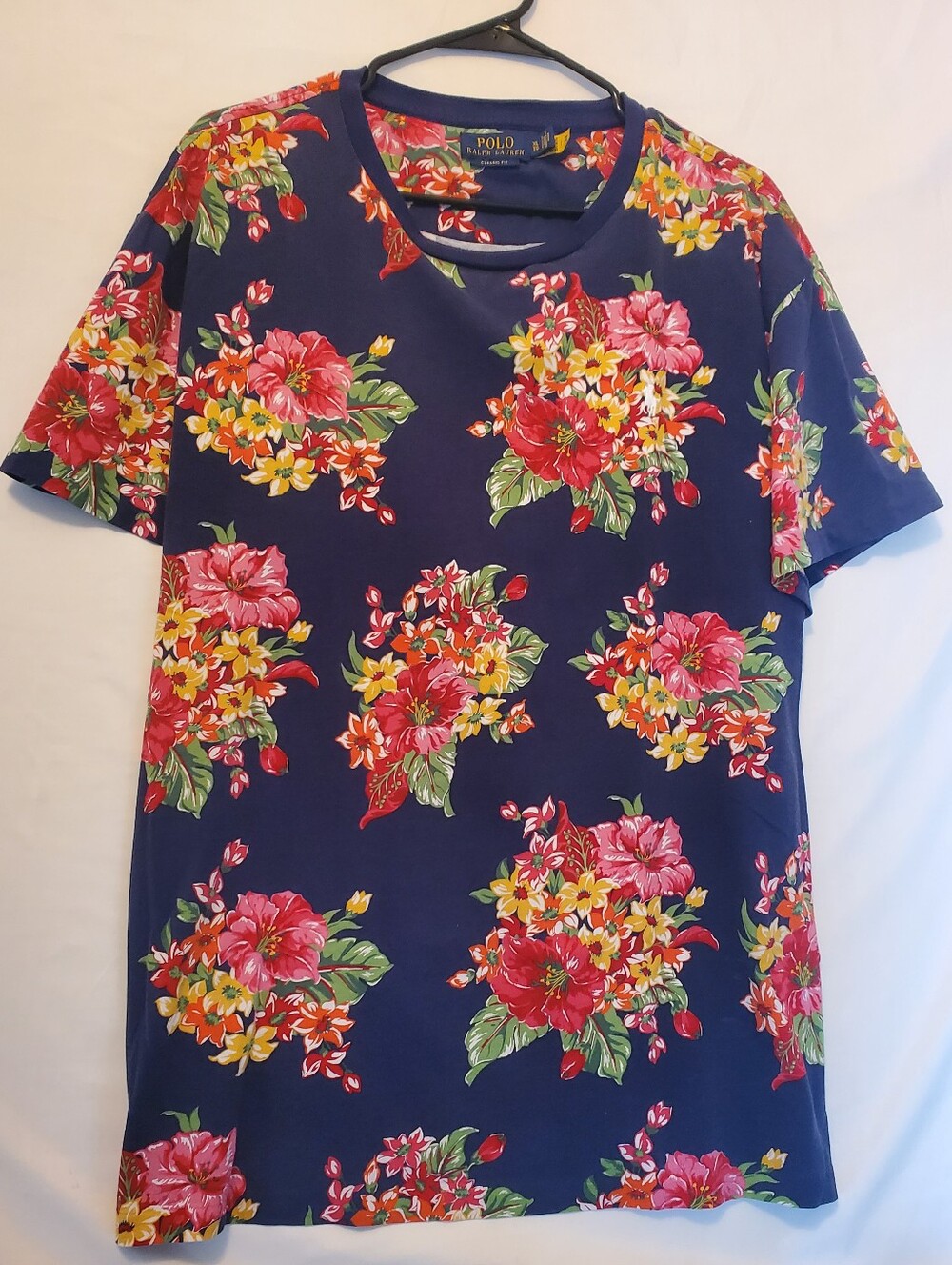 Polo Ralph Lauren Navy Floral Crewneck Tee Shirt Mens XL